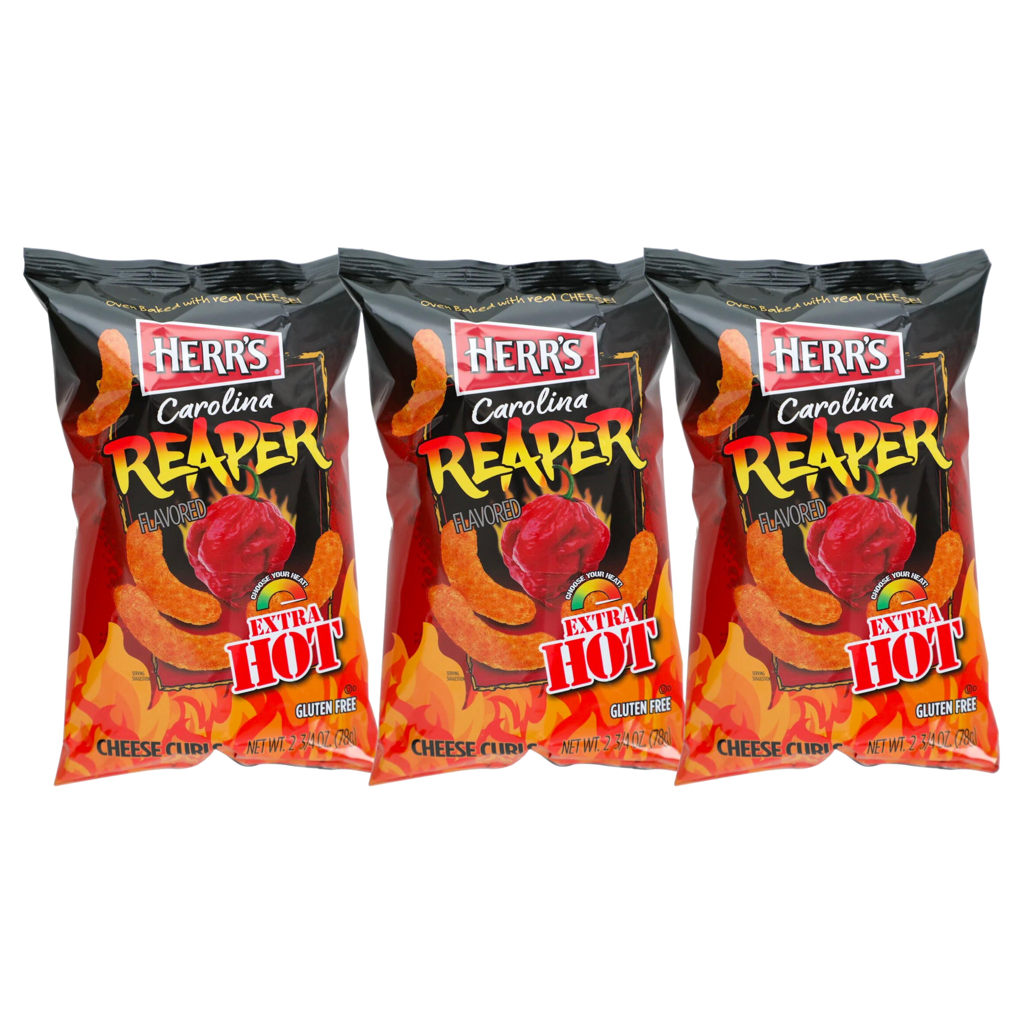 Herrs Carolina Reaper Cheese Curls (2.75 oz., Pack of 3)