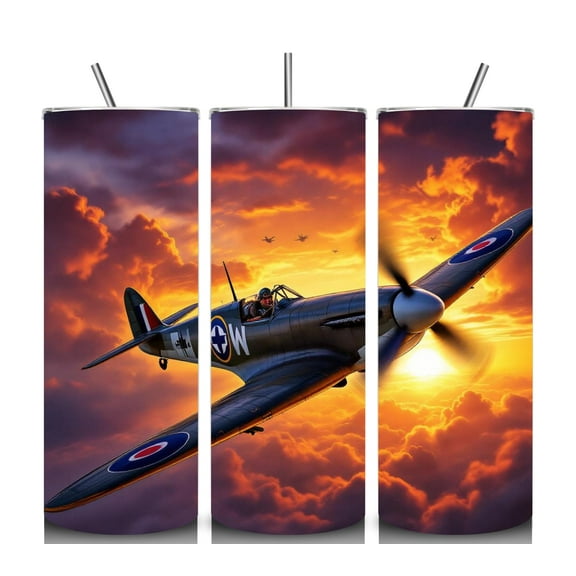 PLANET XPRESS CANDY Alpha Printing 20oz Tumbler with Straw, WWII Fighter Jet Design