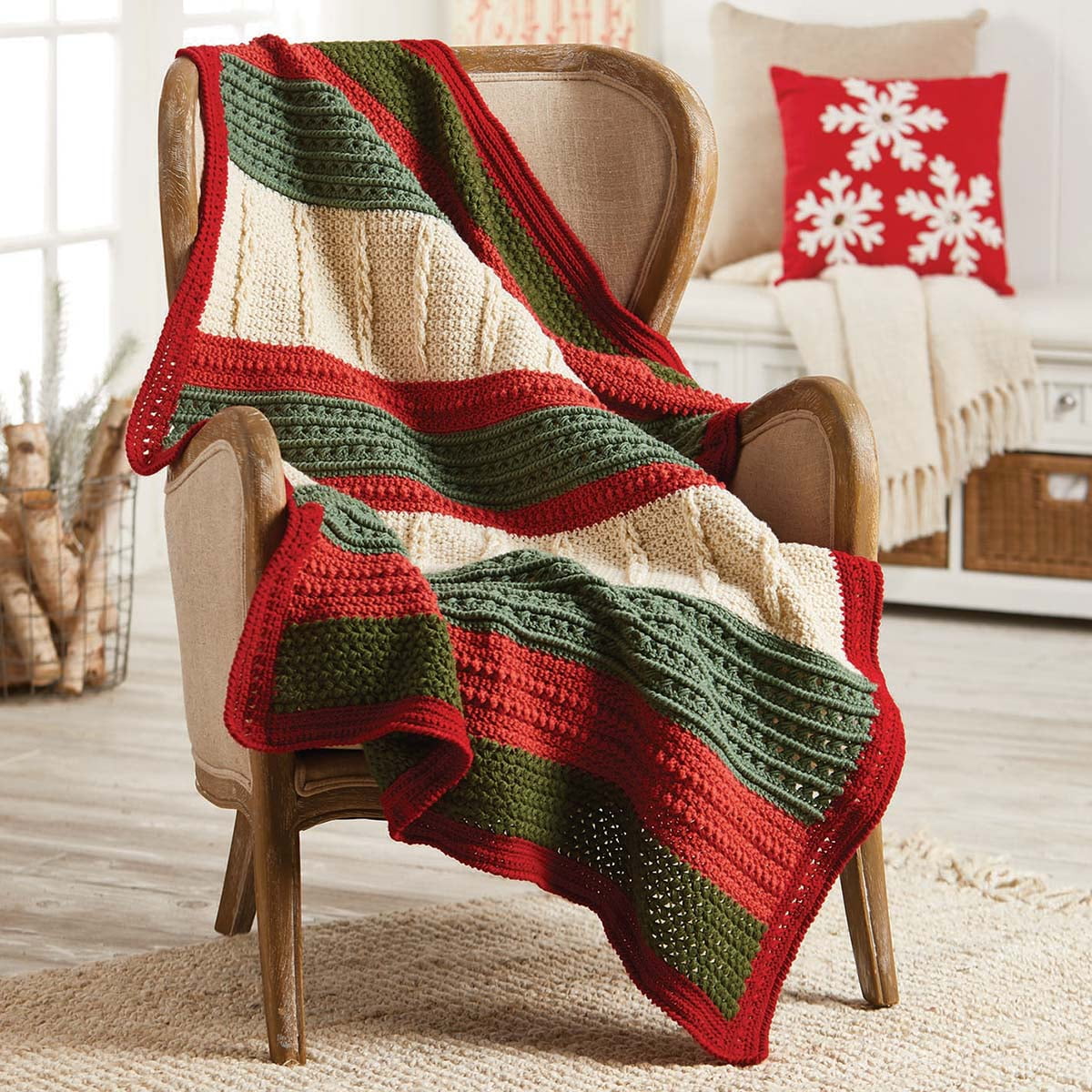 Herrschners® Amaryliss Holiday Afghan Crochet Kit