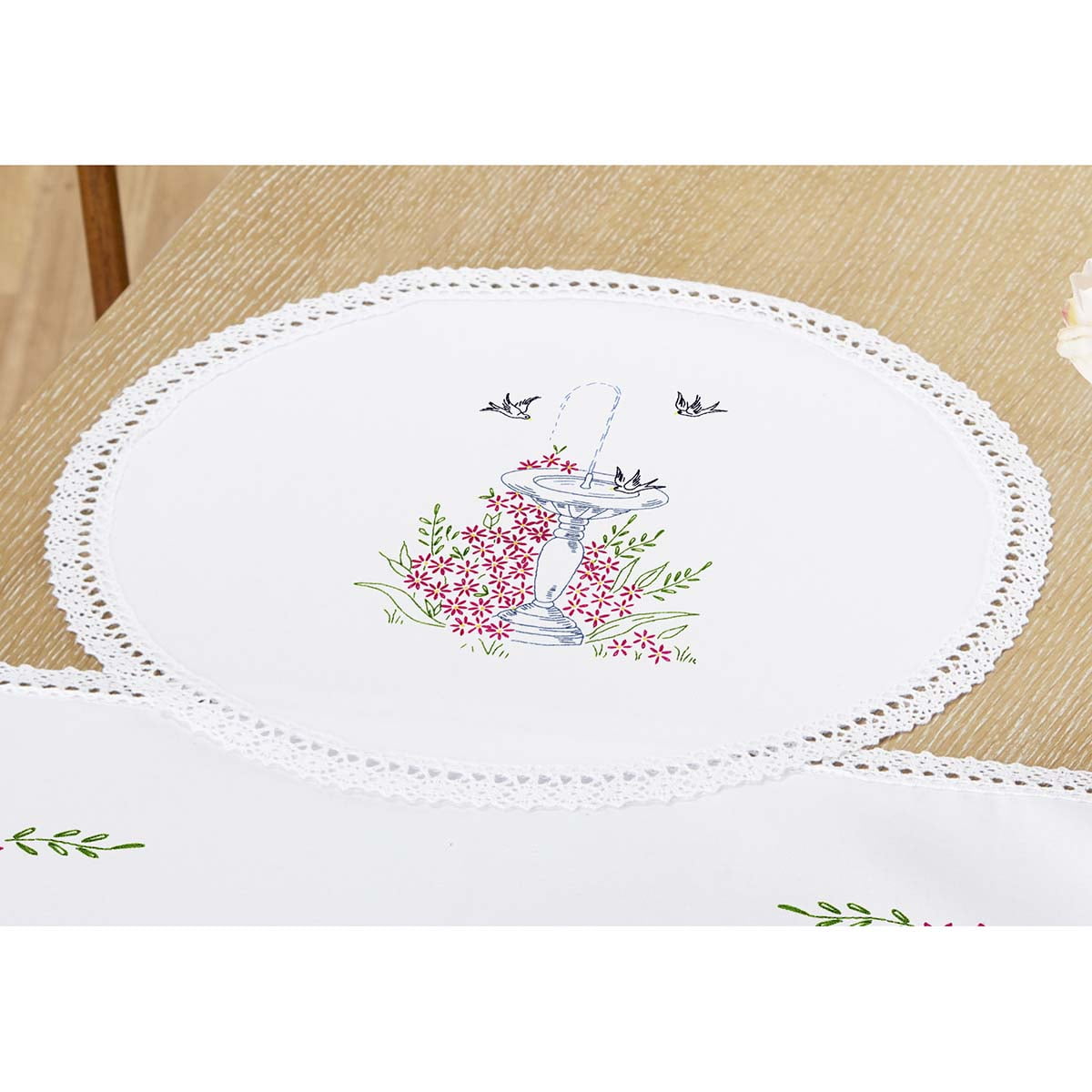Herrschners® Birdbath Garden Doily Stamped Embroidery