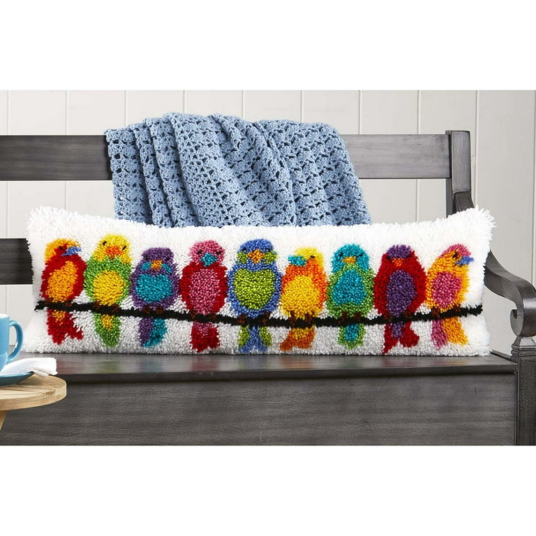 Herrschners® Birds of a Feather Bench Pillow Latch Hook Kit