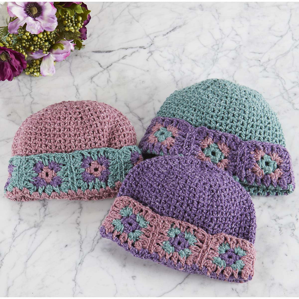 Herrschners® Blooming Granny Beanies Crochet Kit
