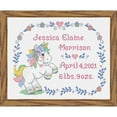 thumbnail image 1 of Herrschners Boho Rainbow Unicorn Birth Record Counted Cross-Stitch Kit, 1 of 1