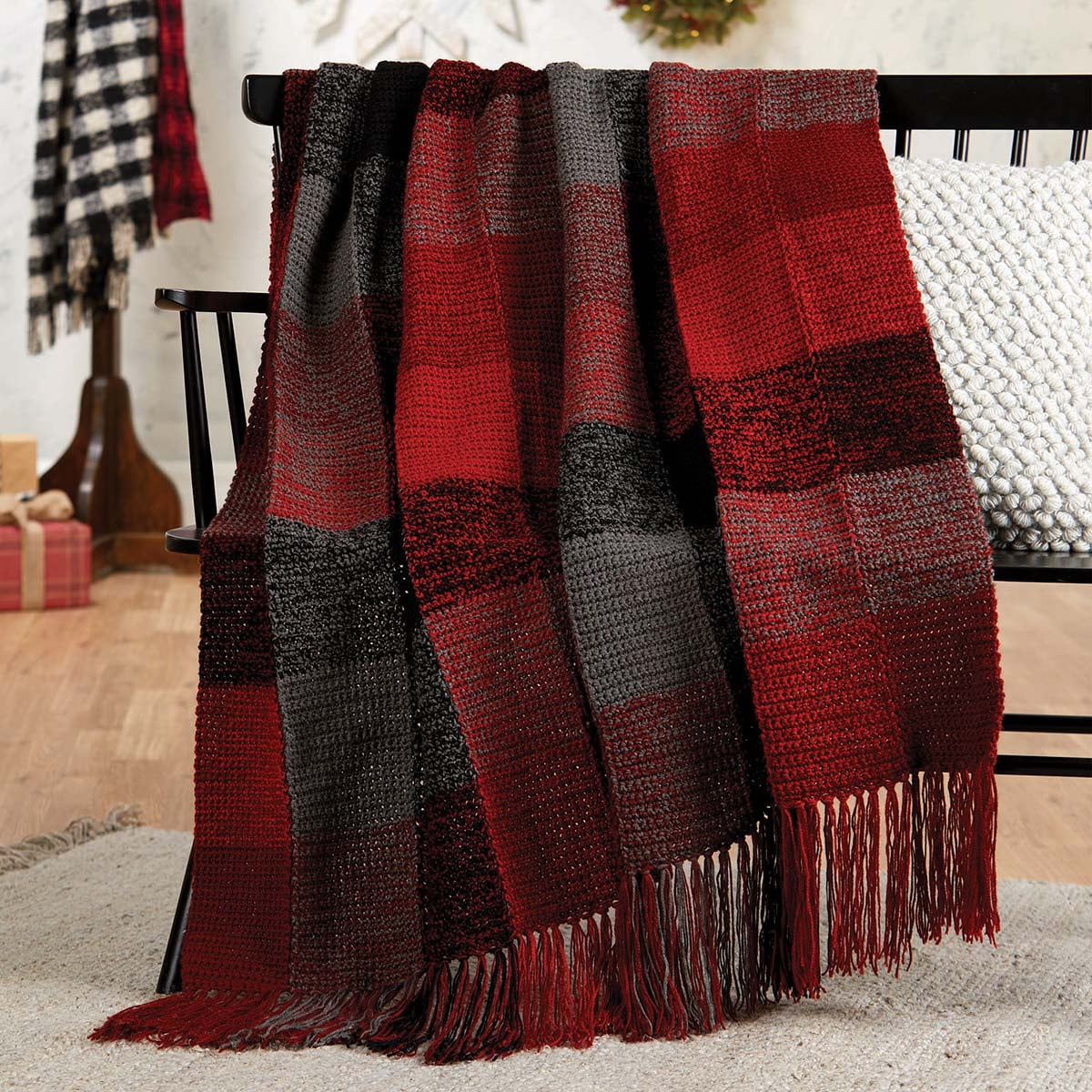 Herrschners® Buffalo Plaid Afghan Crochet Kit