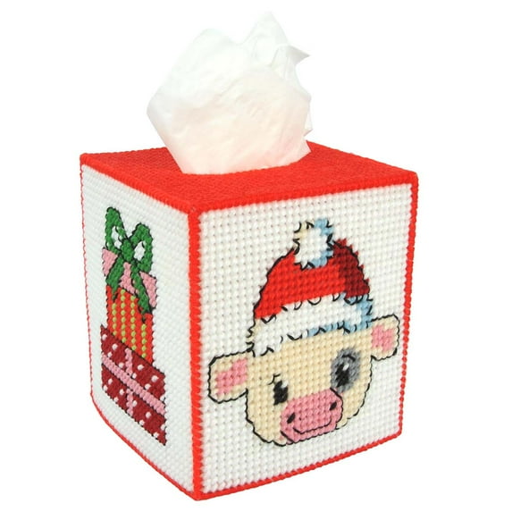 Herrschners® Christmas Cow Tissue Box Plastic Canvas Kit