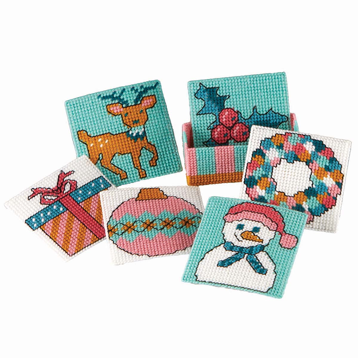 Herrschners® Christmas Whimsy Coasters with Holder Plastic Canvas Kit ...