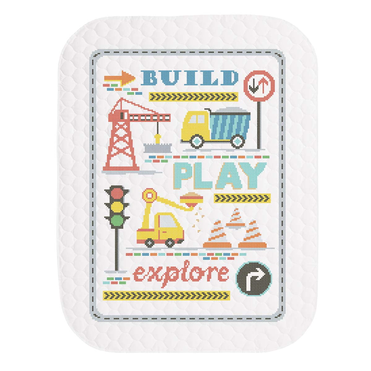 Herrschners® Construction Crew Baby Quilt Stamped Cross-Stitch Kit
