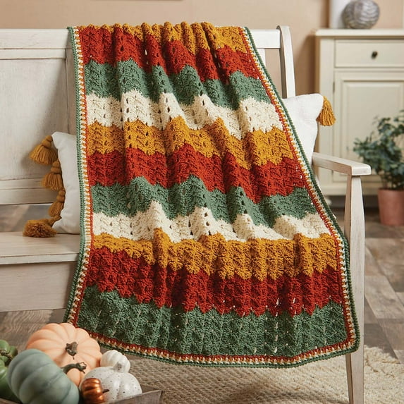 Herrschners® Fallen Leaves Afghan Crochet Kit