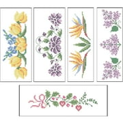 Herrschners  Flowers of the World Pillowcase Pairs Set Stamped Cross-Stitch