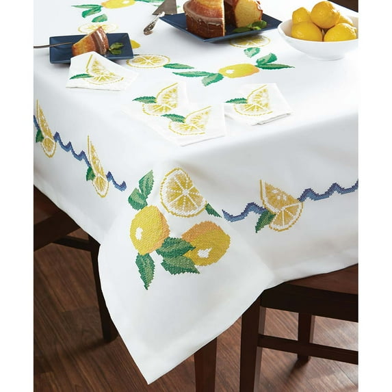 Herrschners® Lemon Zest Table Runner & Napkins Stamped Cross-Stitch