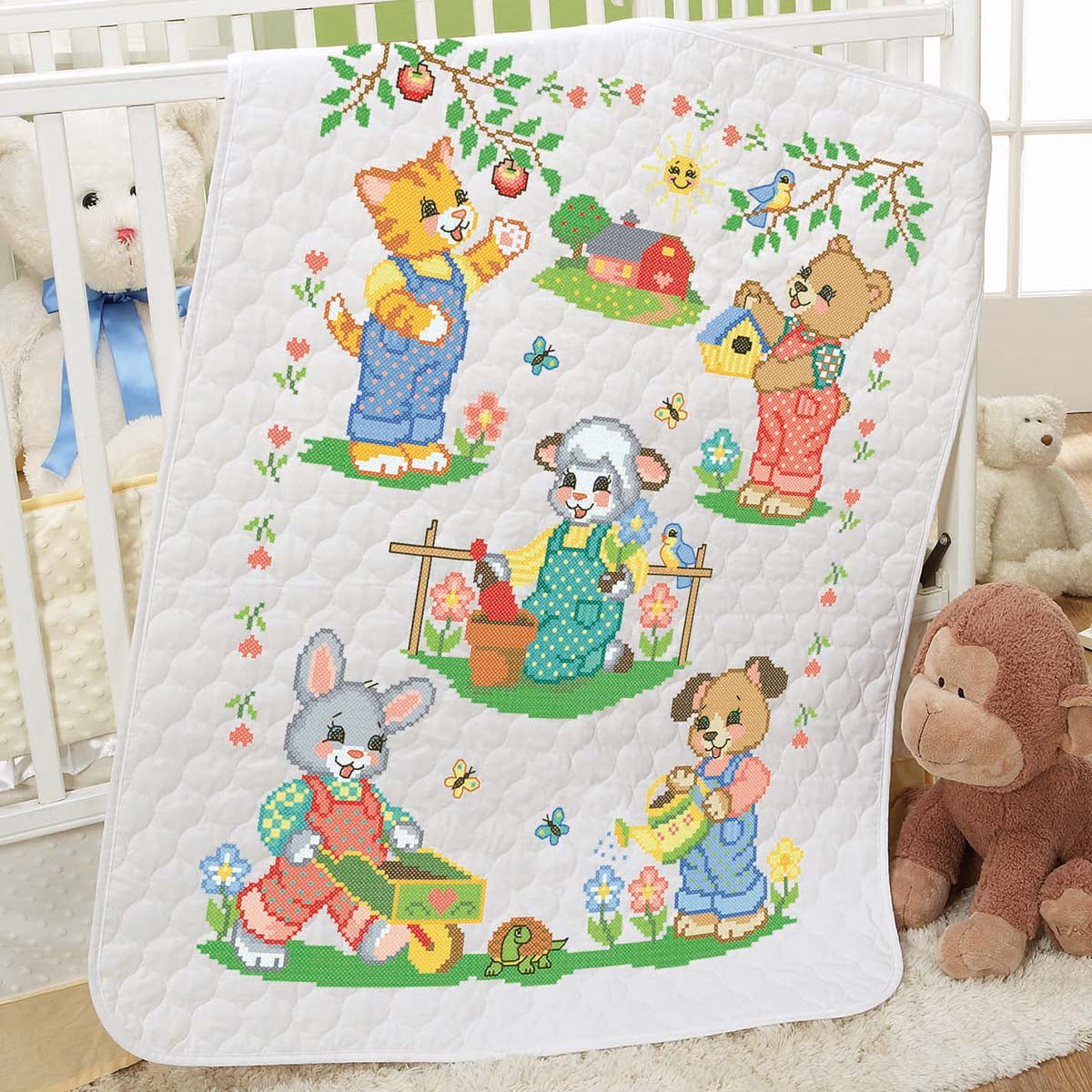 Herrschners® Little Farmers Baby Quilt Stamped Cross Stitch Kit