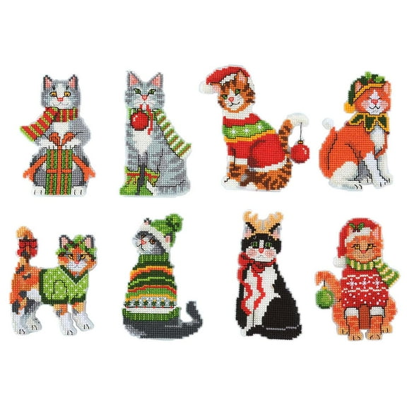 Herrschners Meowy Christmas Counted Cross-Stitch Kit