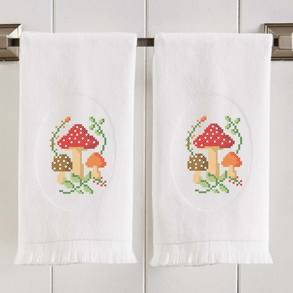 Herrschners® Mushroom Meadows Terry Towel Pair Stamped Cross-Stitch