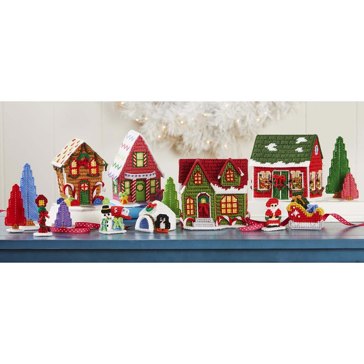 Herrschners North Pole Christmas Village Canvas Kit, 15Piece Plastic