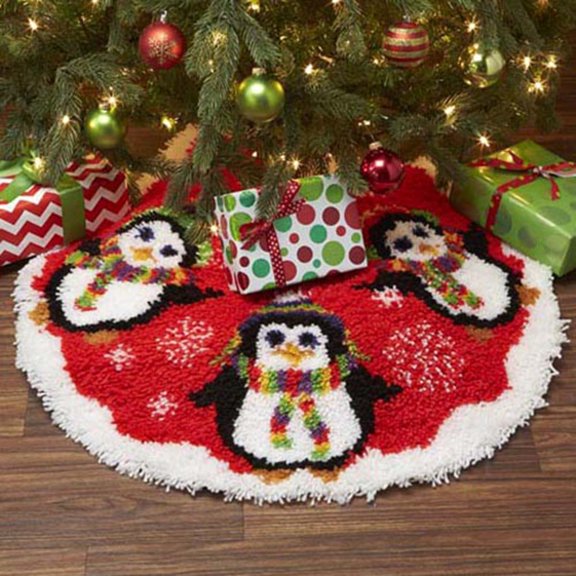 Herrschners Penguin Tree Skirt Latch Hook Kit