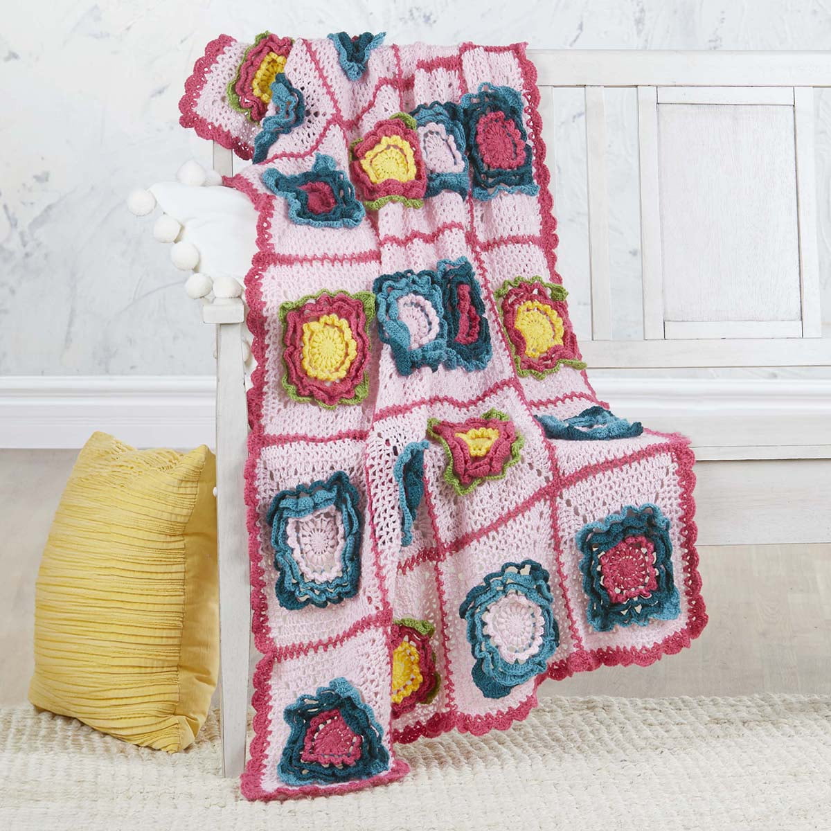 Herrschners® Petal Patchwork Mommy Blanket Crochet Kit