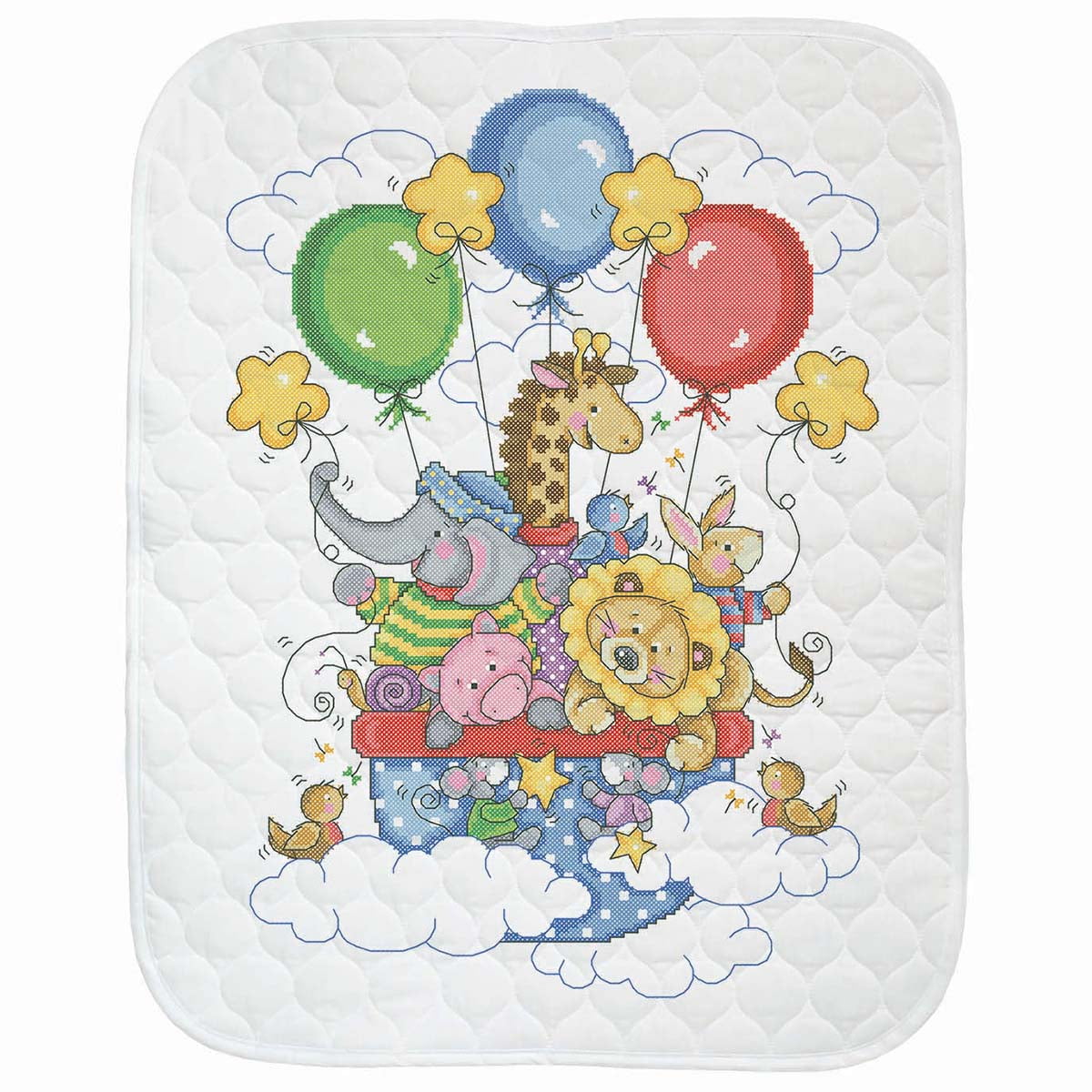 Herrschners Rainbow Balloons Quilt Stamped Cross-Stitch Kit