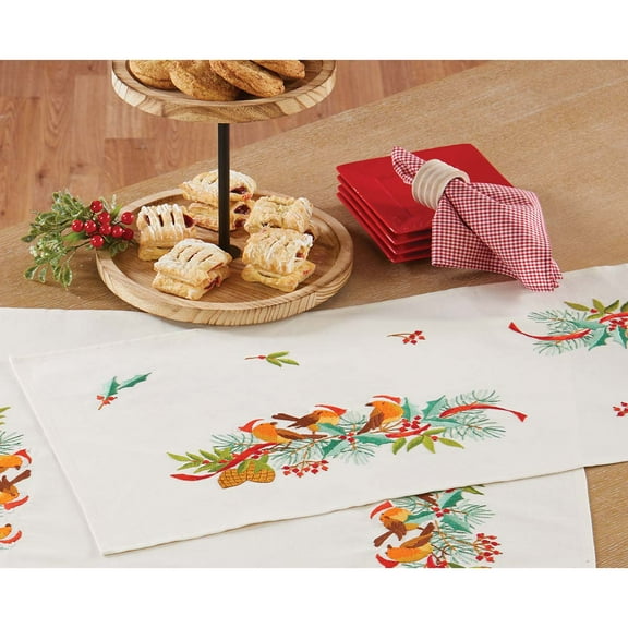 Herrschners Santa Birds Table Runner Stamped Embroidery Kit