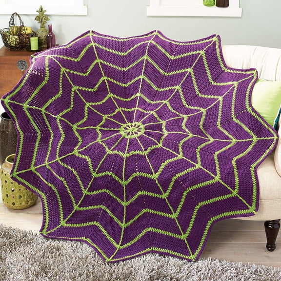 Herrschners Spider Web Afghan - Purple/Green Crochet Kit