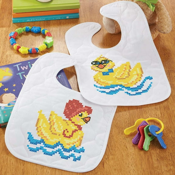 Herrschners Splish Splash Baby Bibs Stamped Cross-Stitch Kit