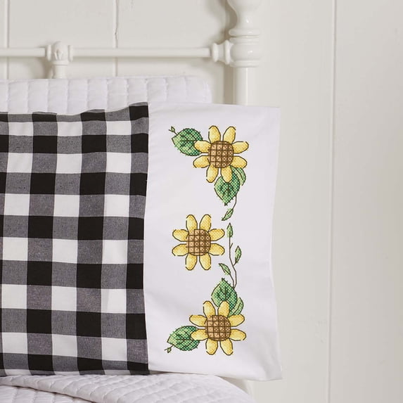 Herrschners® Sunflower Trio Pillowcase Pair Stamped Cross-Stitch