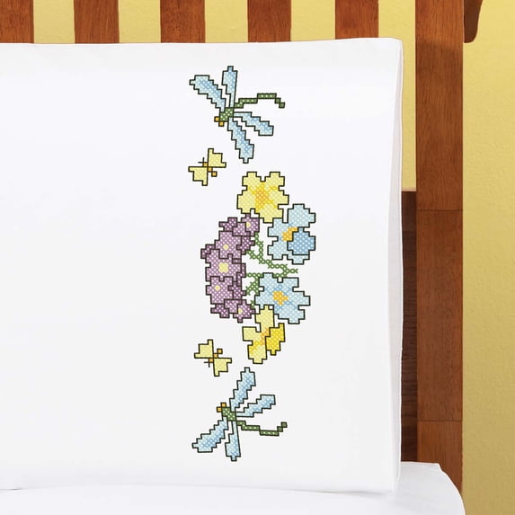 Herrschners® Wildflower Pillowcase Pair Stamped Cross-Stitch