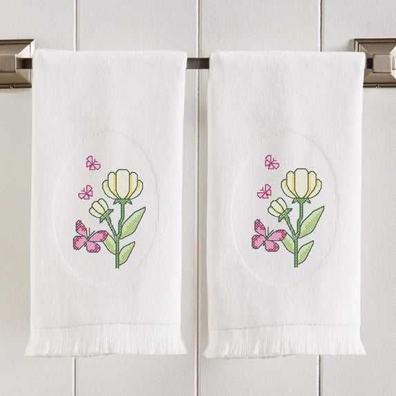 Herrschners® Woodland Petals Terry Towel Pair Stamped Cross-Stitch