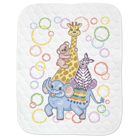 Herrschners Zoo Stack Baby Quilt Stamped Cross-Stitch Kit