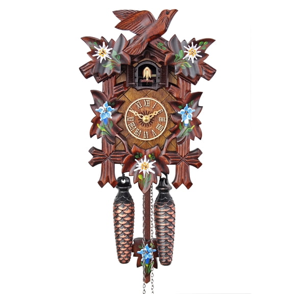 Herrzeit by Adolf Herr Quartz Cuckoo Clock - Alpine Flowers AH 40/8 QM