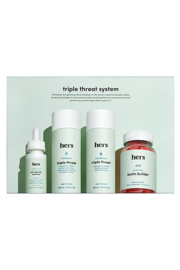 Hair Kit Shampoo, Conditioner, Vitamins, and Minoxidil 2% Drops, 4 Piece Set