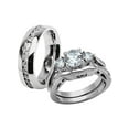 thumbnail image 1 of Hers & His Stainless Steel 3 Piece Cz Wedding Ring Set and Eternity Wedding Band Women's Size 08 Men's 06mm Size 08, 1 of 4