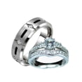 thumbnail image 1 of Hers & His Sterling Silver and Titanium Cz Wedding Ring Set, 1 of 4
