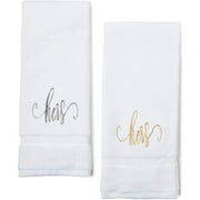White And Gray Monogrammed Hand Towels Design Ideas