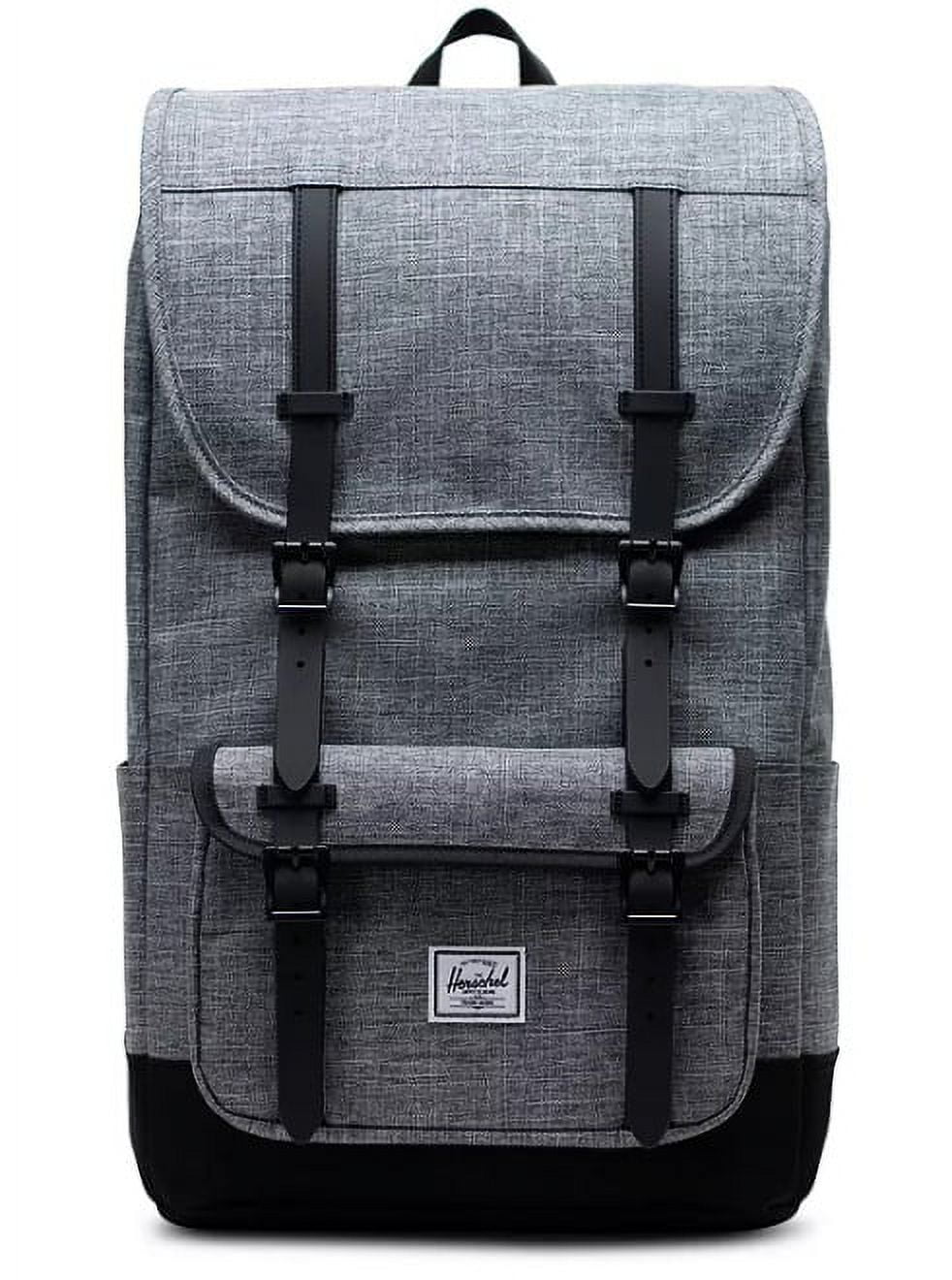 herschel backpack black and gray Herschel Little America Laptop Backpack, Raven Crosshatch/Black, Classic  25.0L
