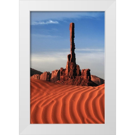 Hersen, Michel 11x14 White Modern Wood Framed Museum Art Print Titled - Totem pole-sand ripples-Monument Valley-Arizona-USA