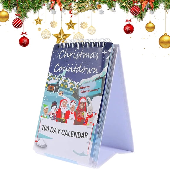 Hersfrd 100 Day Christmas Countdown Calendar 2025 for Christmas Desktop Decor (w/ Week)