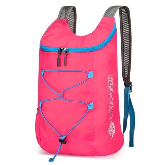 Hersfrd 10L Foldable Portable Backpack Ultralight Splashproof Outdoor Travel (Rose Red)
