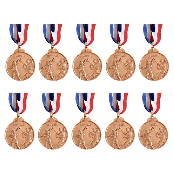 Hersfrd 10Pcs Baseball Medals 5cm Metal Winner Medals for Baseball Race (Copper)