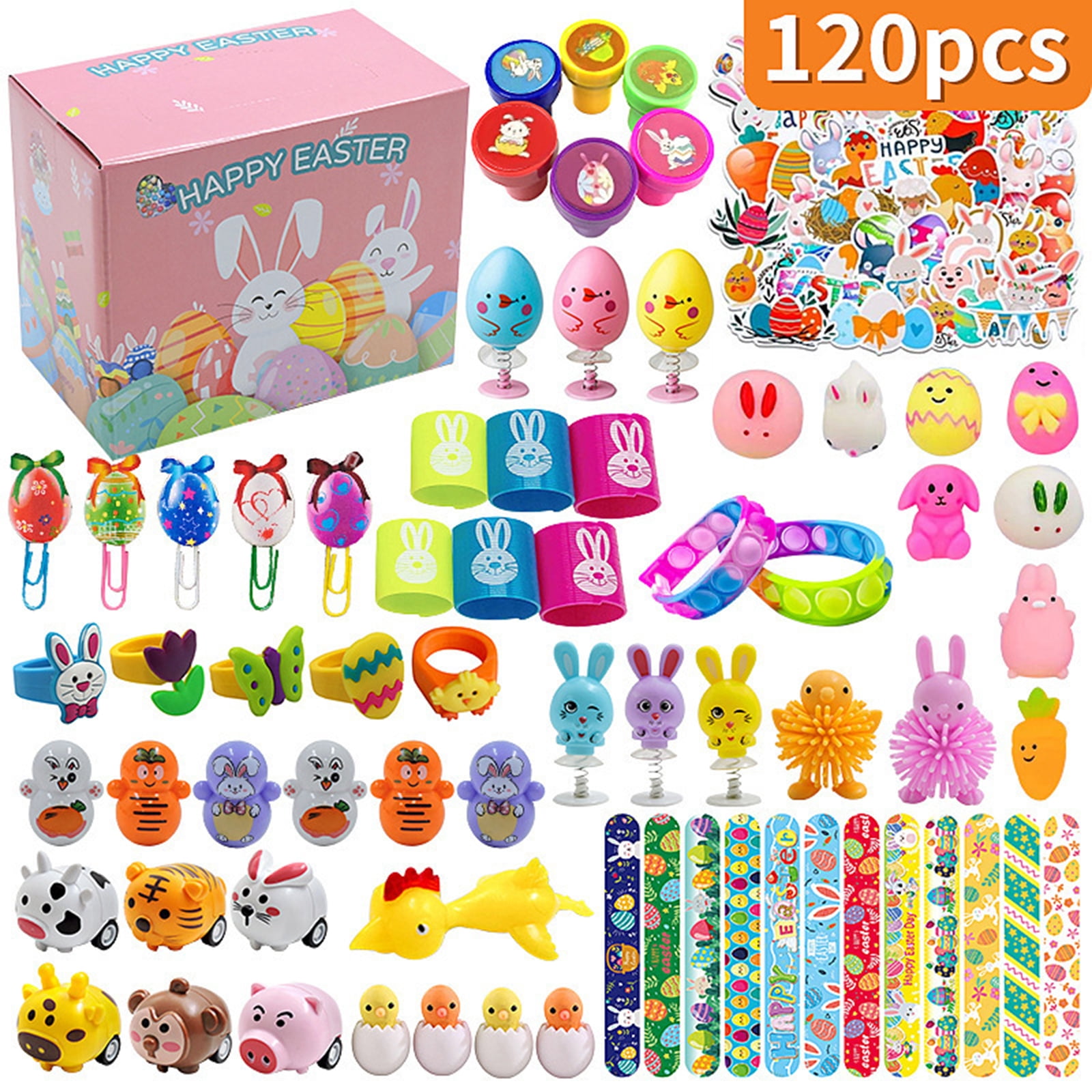Hersfrd 120 Pcs Basket Stuffers Fillers Easter Eggs for Kids Girls Boys (Style A)