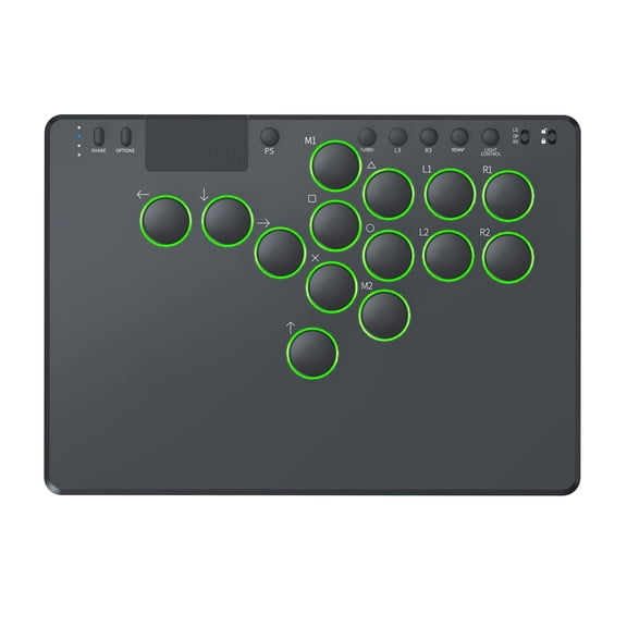 Hersfrd 14 Keys Leverless Controller Arcade Stick with Rgb All-button Arcade Controller Supports Hot Swap for Switch/ps 4/PC Gaming