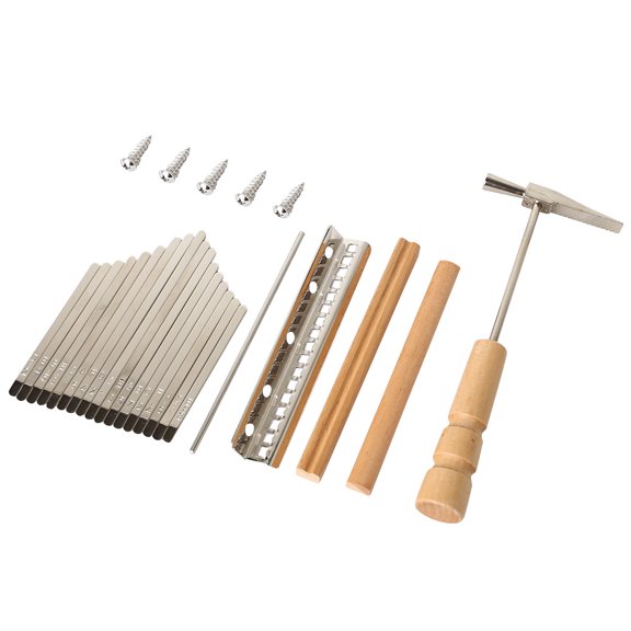 Hersfrd 17 Keys Diy Replacement Parts with Keys Bridge Tuning Hammer Kit