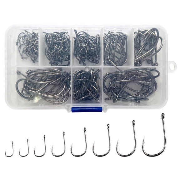 Hersfrd 220Pcs Fishing Hooks Set Barbed Fishhooks Carp Fishhook for Freshwater Saltwater