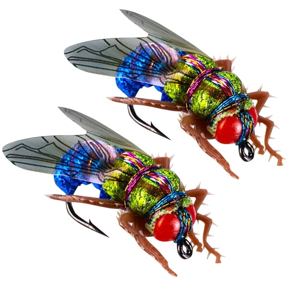 Hersfrd 2Pcs Bionic Fly Fishing Bait Trout Fly Fishing Lure Fishing Tackles Simulation Fishing Insect Lure 1.5cm 8.6g Fishing Accessories