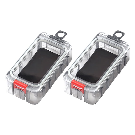 Hersfrd 2Pcs Expandable Fishing Tackle Box Luminous Waterproof Magnetic Box (Red Black)