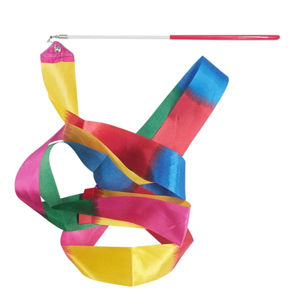 Hersfrd 2m Gym Dance Ribbons Training Rainbow Stick Art Ballet Streamer for Kid (Satin)