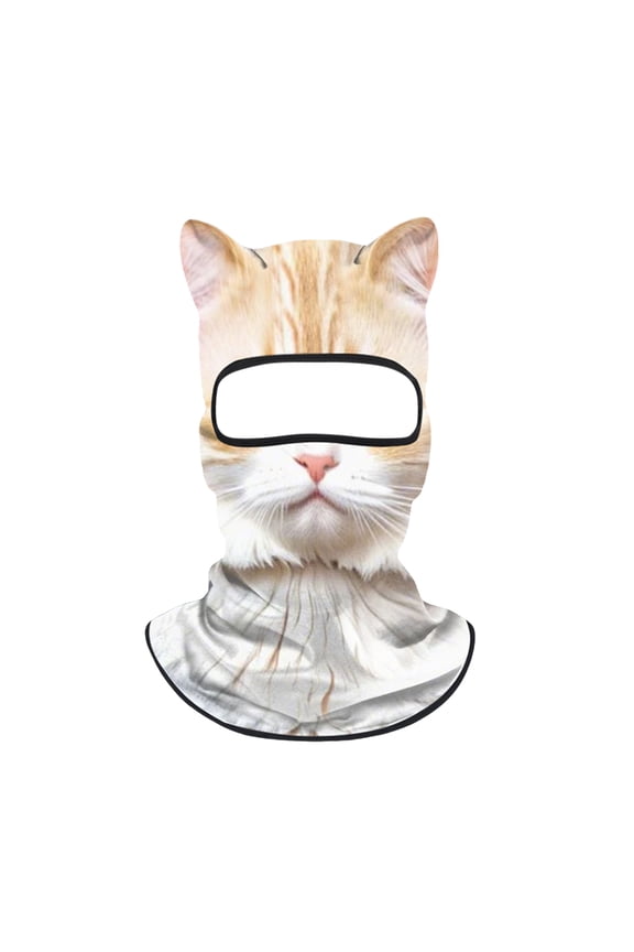 3D Animal Balaclava with Ears Cute Ski Face Mask Soft Head Cover (Yellow Cat)