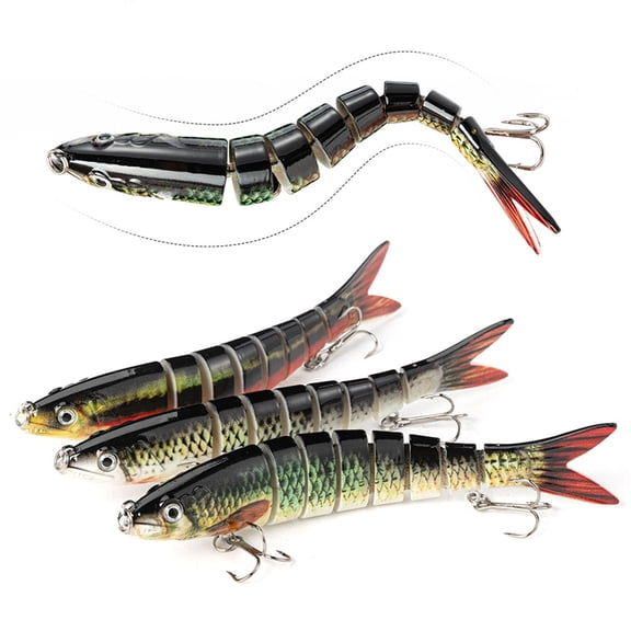 Hersfrd 3Pcs Sinking Wobblers Fishing Lures Multi-section Hard Bait for Pike Bass Trout