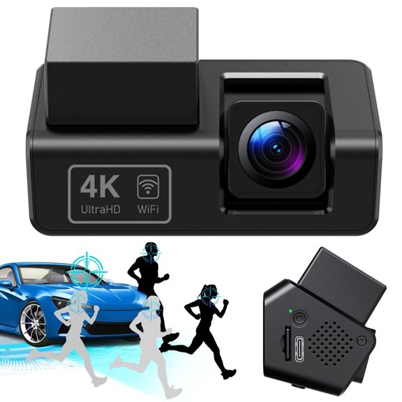 Hersfrd 4K Dash Cam Built-in Wifi And Night Vision Car Dash Camera Compact Design for Cars with 24H Parking Mode Cycle Recording G-sensor (Front)