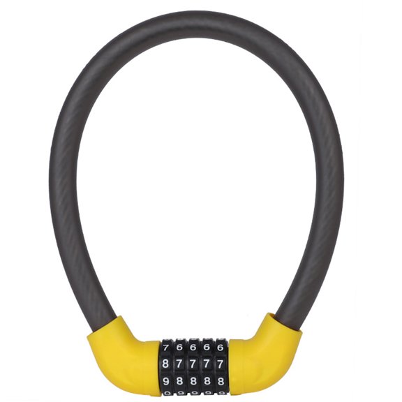 Hersfrd 5-Digit Bike Combination Locks Scooter Wire Lock (Black+Yellow 17.2x570mm)