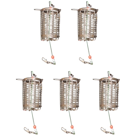 Hersfrd 5Pcs Fishing Bait Cage Basket Fishing Trap Nest Cage Fishing Accessories (M)